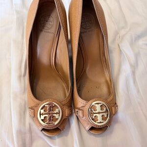 Tory Burch Brown Peep-Toe Heels